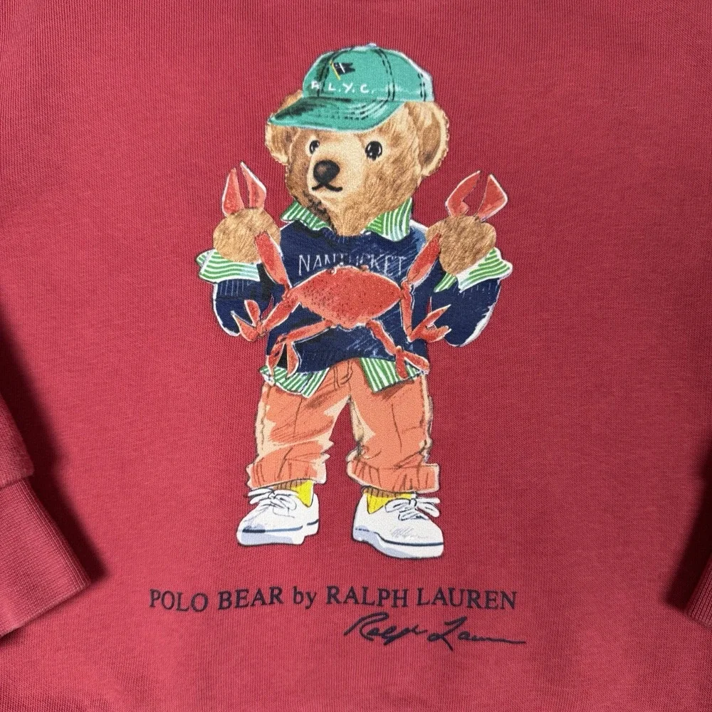 POLO RALPH LAUREN Polo Bear Sweatshirt Red - Crab Fishing - Size ?    13
